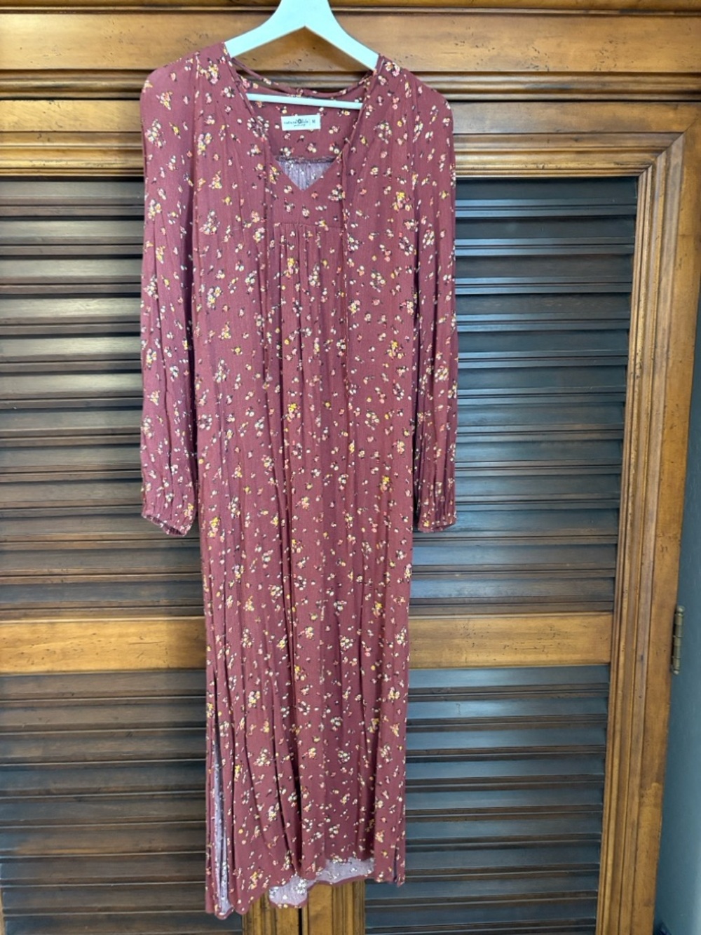 NATURAL LIFE Rust Floral Tie-Front Maxi Dress